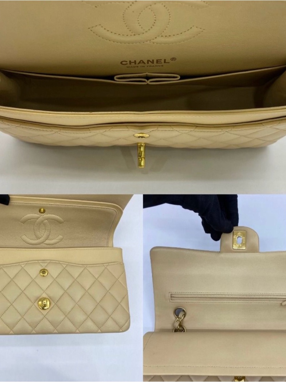 CHANEL Quilted Shoulder Bag in Beige with Gold Hardware - Picture 7 of 9